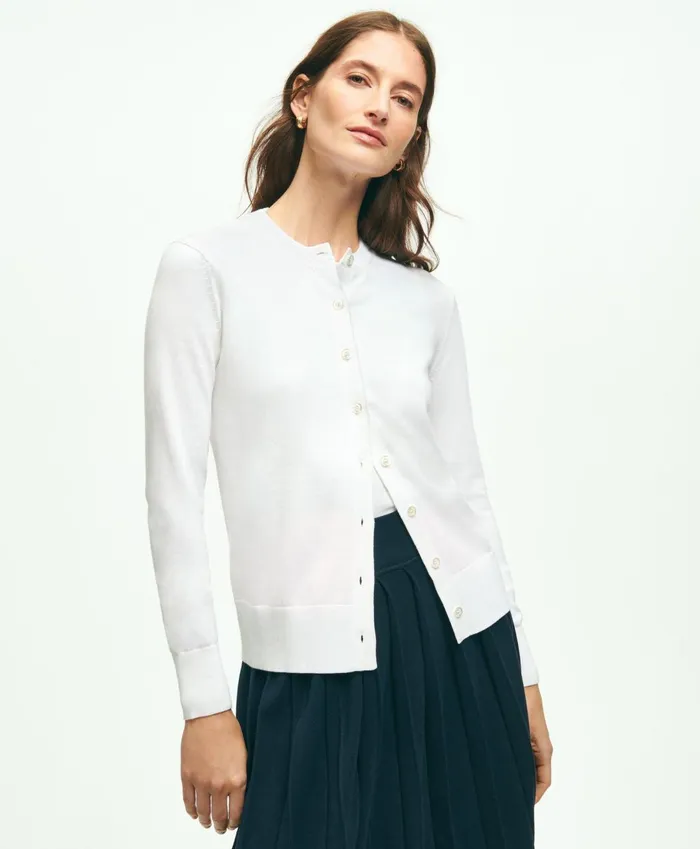 Sweaters Women Brooks Brothers Supima Cotton Cardigan White