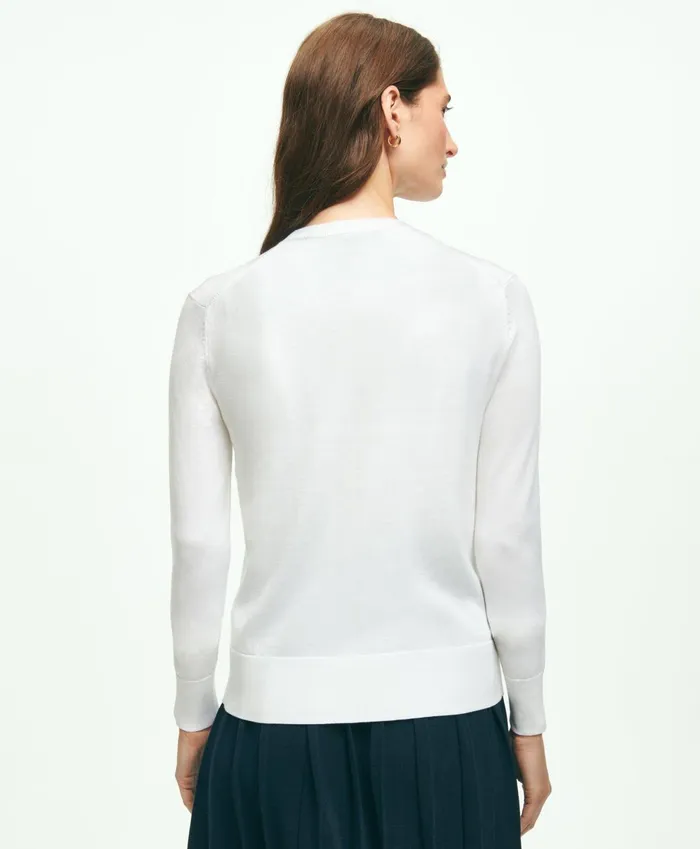 Sweaters Women Brooks Brothers Supima Cotton Cardigan White