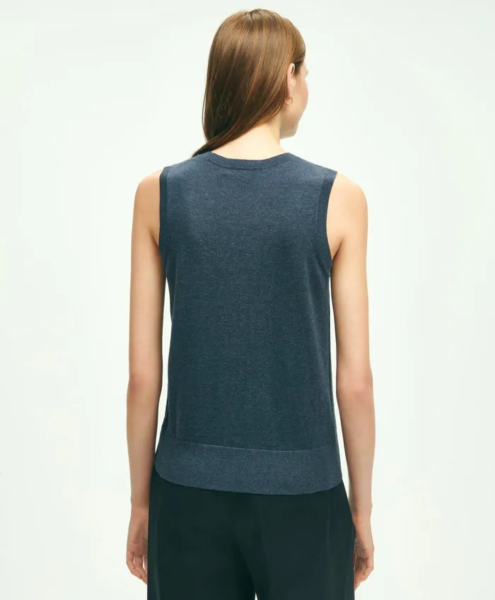 Sweaters Women Brooks Brothers Supima Cotton Shell Dark Blue Heather