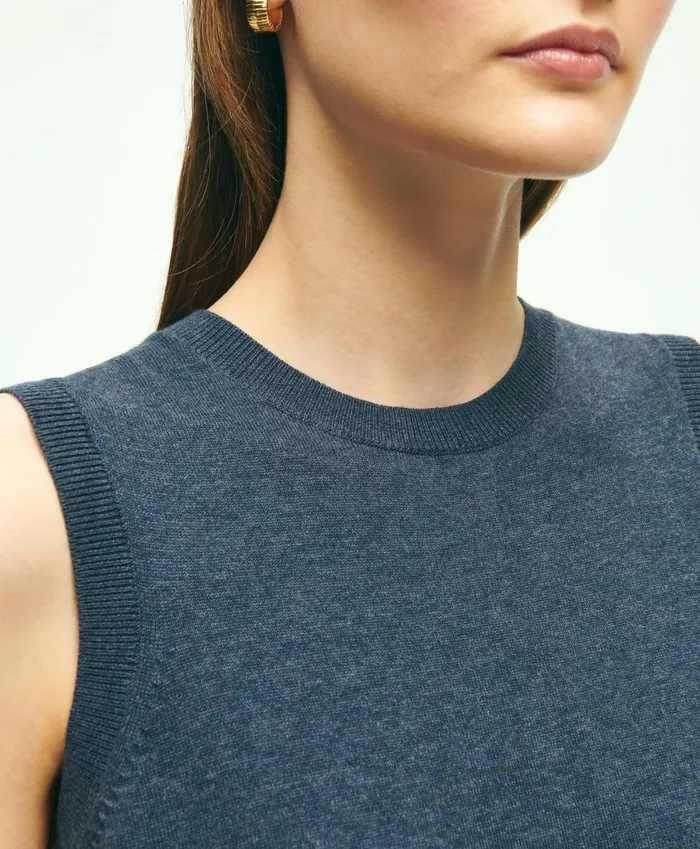 Sweaters Women Brooks Brothers Supima Cotton Shell Dark Blue Heather