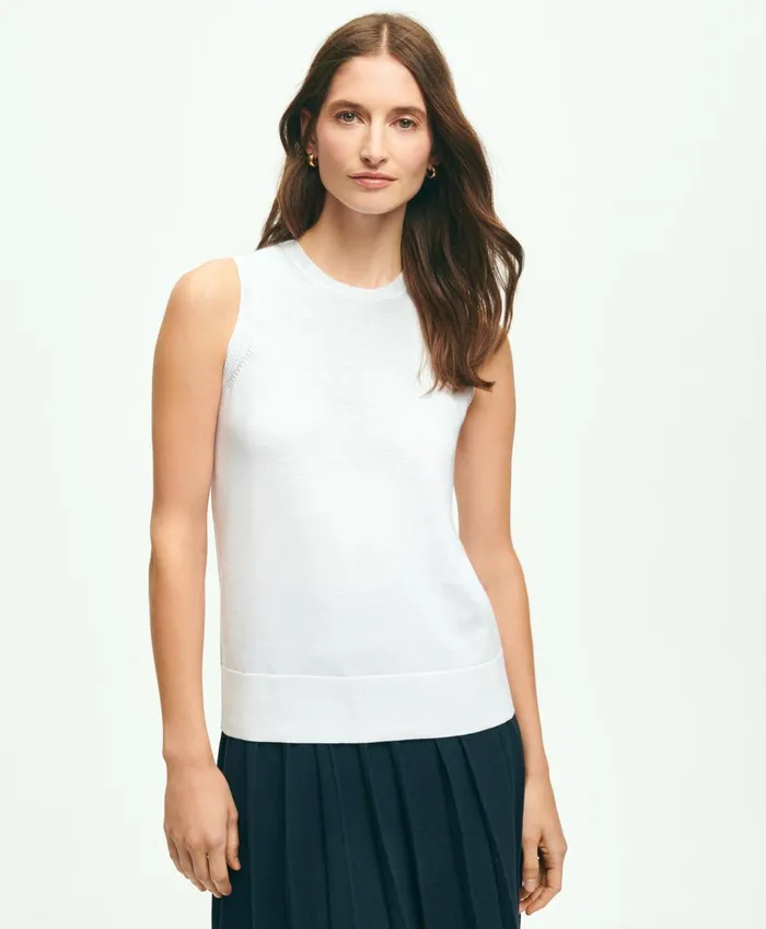 Sweaters Women Brooks Brothers Supima Cotton Shell White