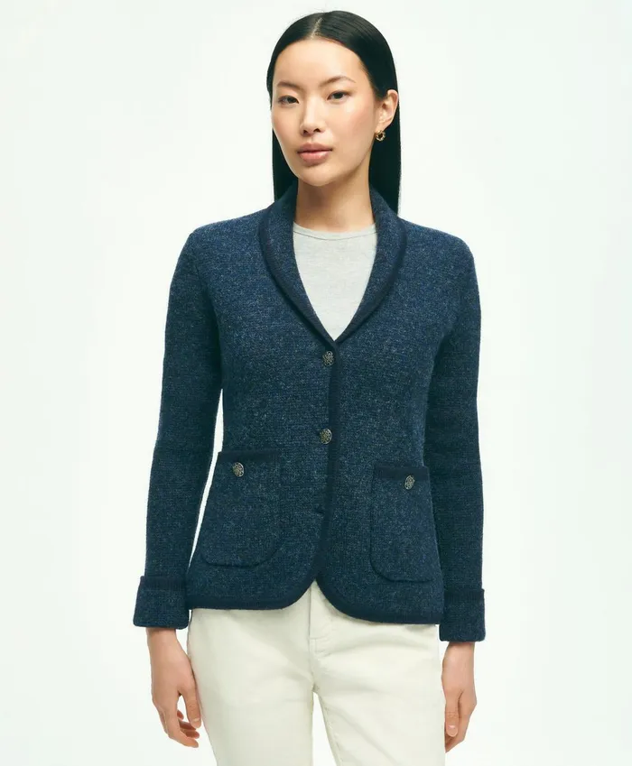 Sweaters Women Brooks Brothers Wool Shawl Collar Sweater Jacket Navy