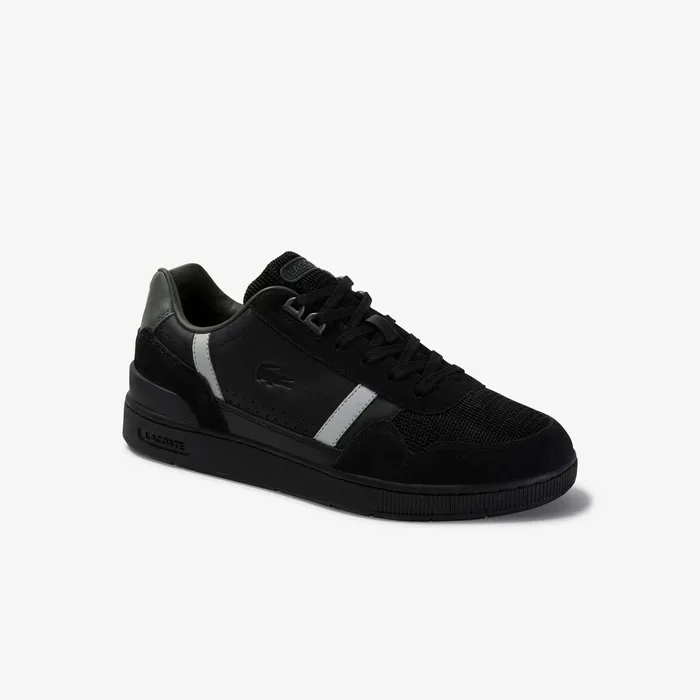 TClip Leather and Suede Sneakers BlackGrey Mens Lacoste Sneakers Casaul