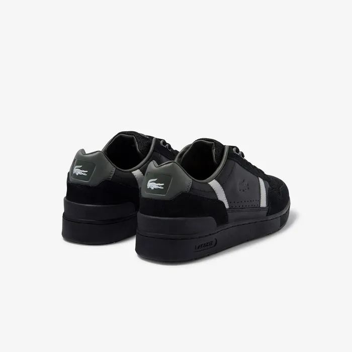TClip Leather and Suede Sneakers BlackGrey Mens Lacoste Sneakers Casaul