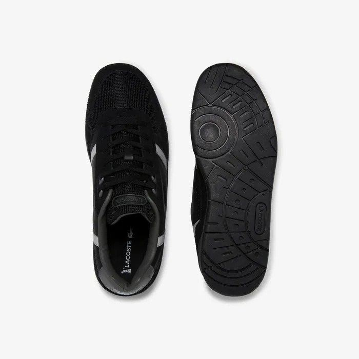 TClip Leather and Suede Sneakers BlackGrey Mens Lacoste Sneakers Casaul