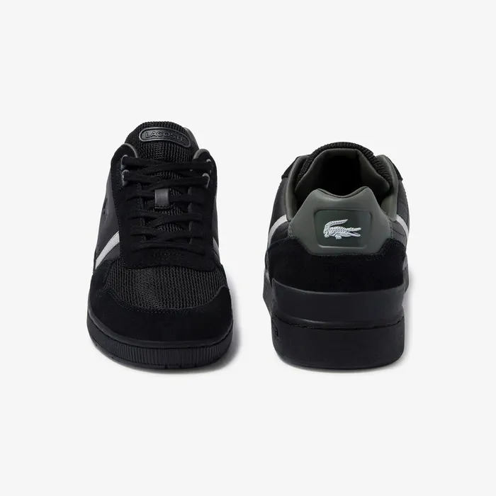 TClip Leather and Suede Sneakers BlackGrey Mens Lacoste Sneakers Casaul