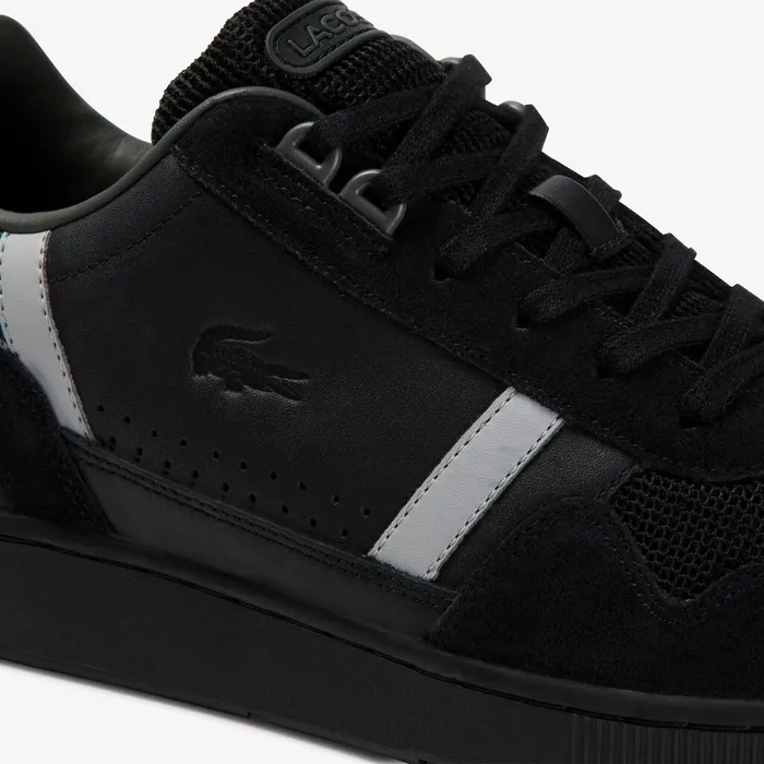 TClip Leather and Suede Sneakers BlackGrey Mens Lacoste Sneakers Casaul