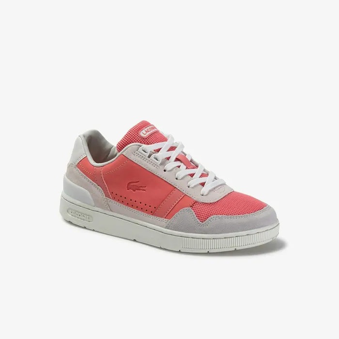 TClip Leather and Suede Sneakers Off WhtPnk Womens Lacoste Sneakers Gift 4 You