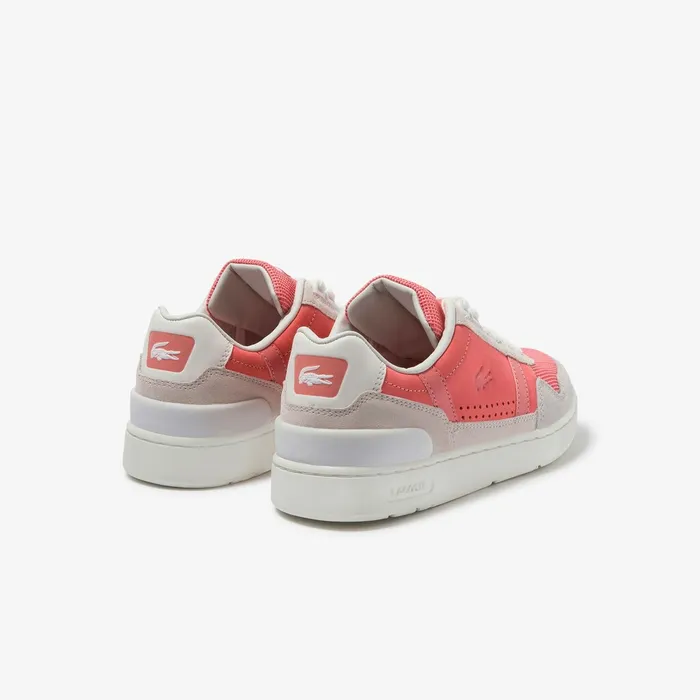 TClip Leather and Suede Sneakers Off WhtPnk Womens Lacoste Sneakers Gift 4 You