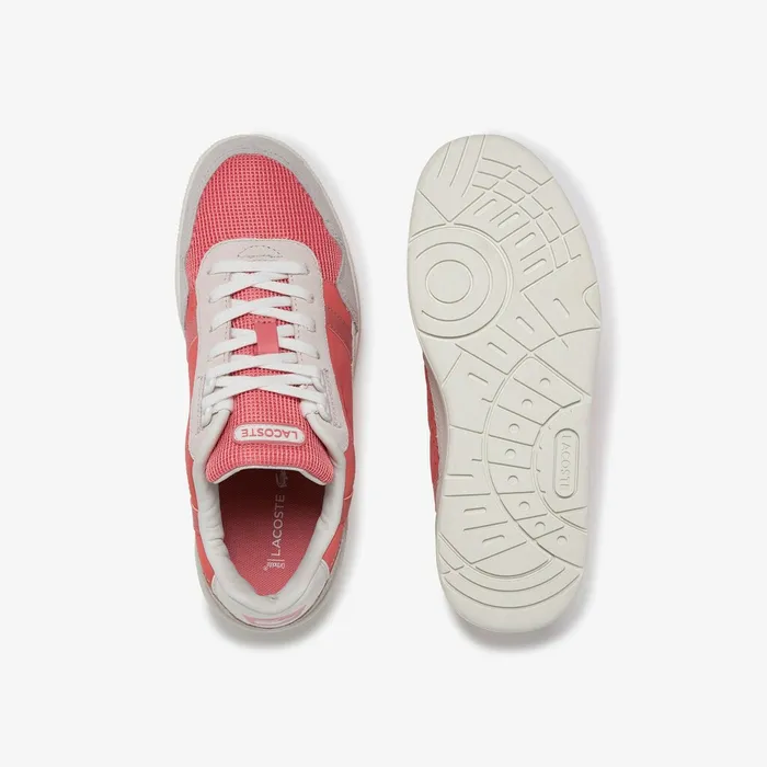 TClip Leather and Suede Sneakers Off WhtPnk Womens Lacoste Sneakers Gift 4 You