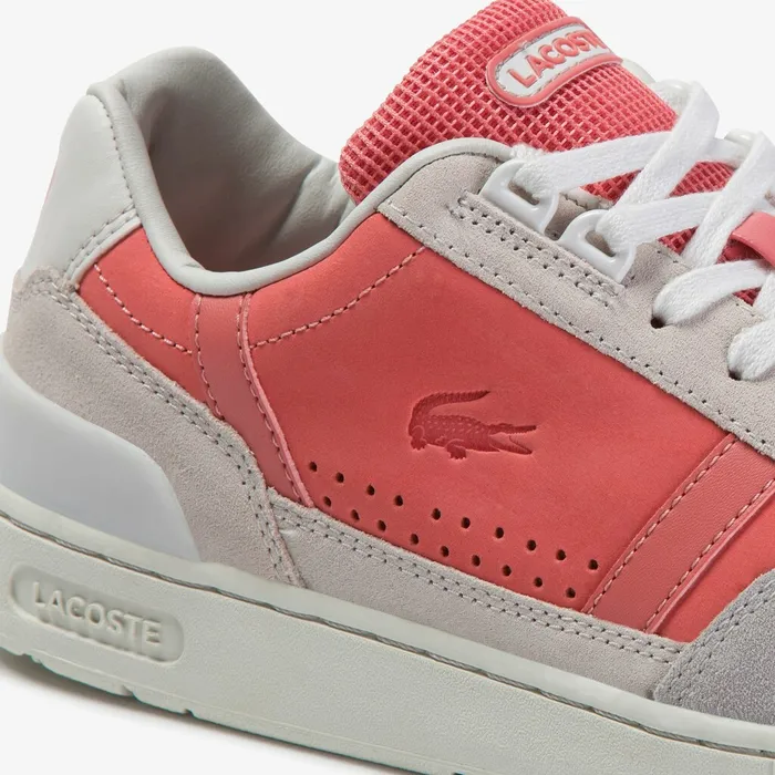 TClip Leather and Suede Sneakers Off WhtPnk Womens Lacoste Sneakers Gift 4 You