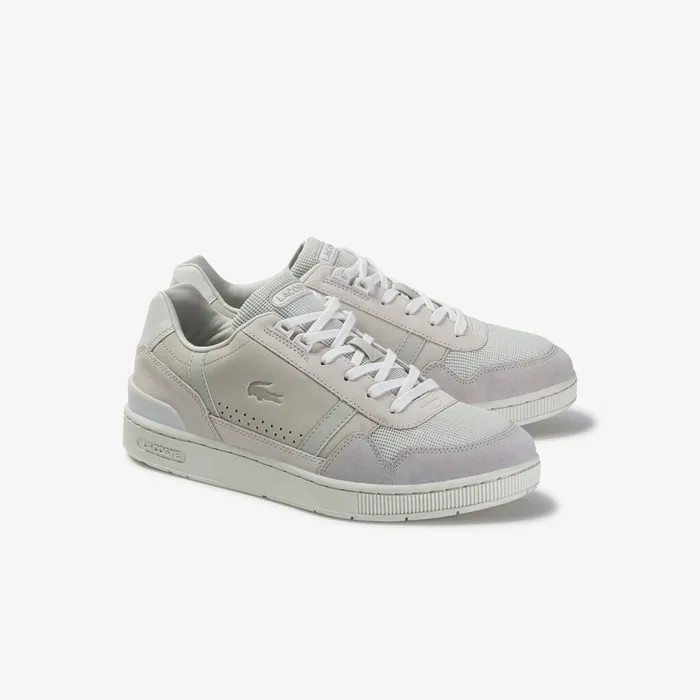 TClip Suede Sneakers Off WhiteLight Grey Mens Lacoste Sneakers Gift for Friend