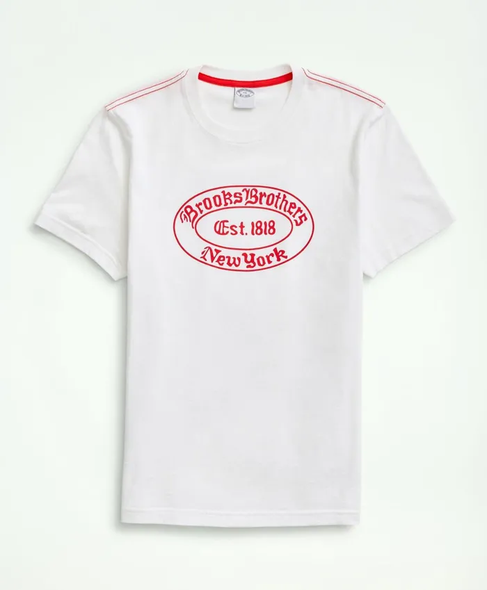 TShirts andamp Sweats Men Brooks Brothers Brooks Brothers Label Graphic TShirt White Multi