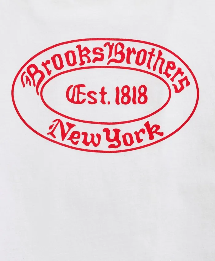 TShirts andamp Sweats Men Brooks Brothers Brooks Brothers Label Graphic TShirt White Multi