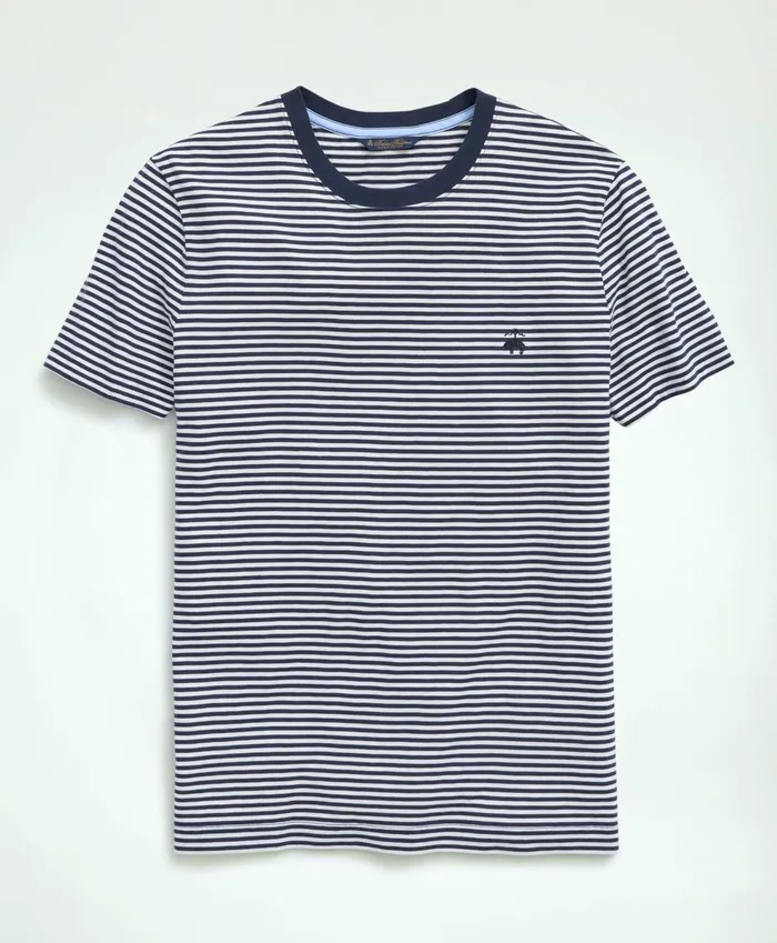 TShirts andamp Sweats Men Brooks Brothers Cotton Feeder Stripe TShirt Navy