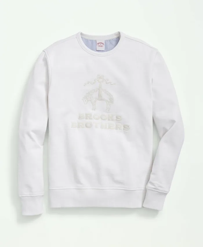 TShirts andamp Sweats Men Brooks Brothers Cotton French Terry Golden Fleece Embroidered Sweatshirt White