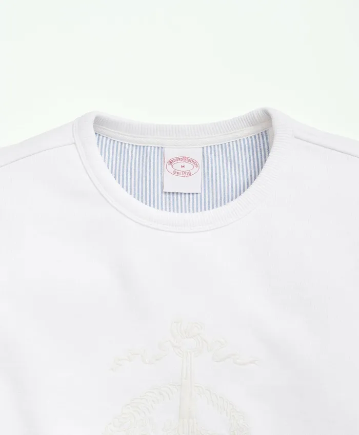 TShirts andamp Sweats Men Brooks Brothers Cotton French Terry Golden Fleece Embroidered Sweatshirt White