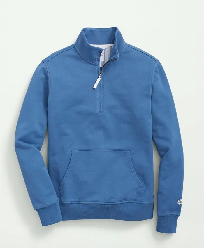 TShirts andamp Sweats Men Brooks Brothers Cotton French Terry HalfZip Sweatshirt Blue