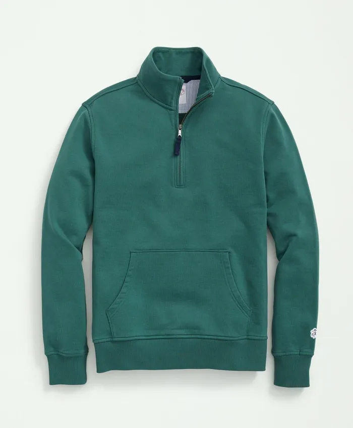 TShirts andamp Sweats Men Brooks Brothers Cotton French Terry HalfZip Sweatshirt Green