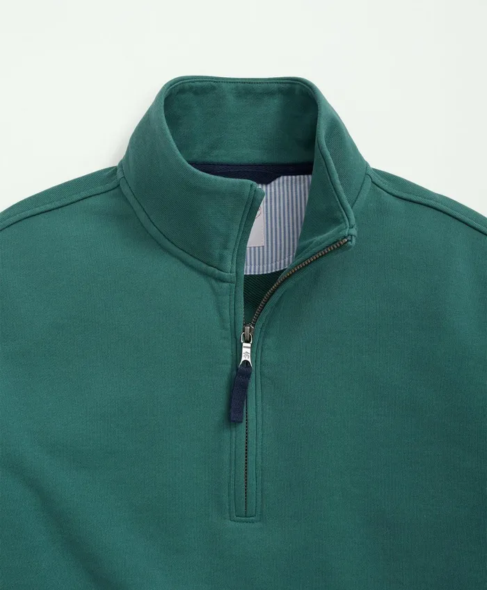 TShirts andamp Sweats Men Brooks Brothers Cotton French Terry HalfZip Sweatshirt Green