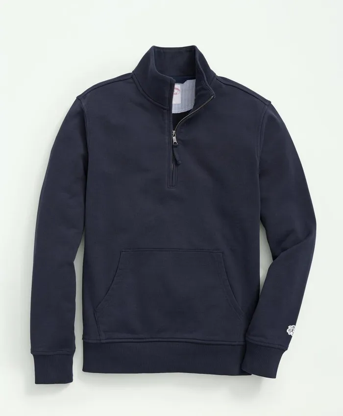 TShirts andamp Sweats Men Brooks Brothers Cotton French Terry HalfZip Sweatshirt Navy