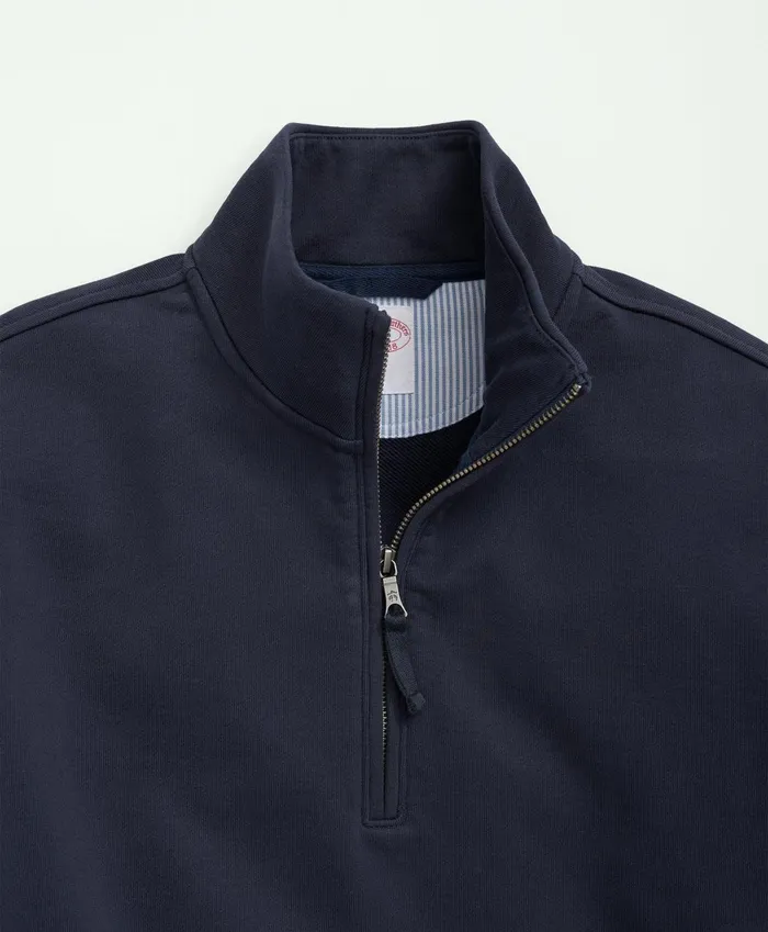 TShirts andamp Sweats Men Brooks Brothers Cotton French Terry HalfZip Sweatshirt Navy
