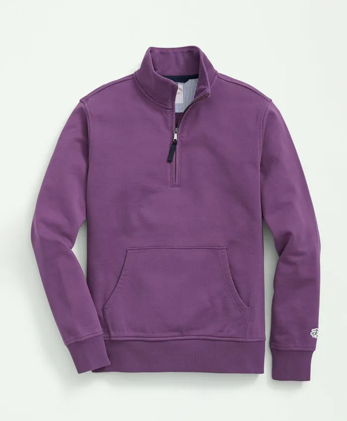 TShirts andamp Sweats Men Brooks Brothers Cotton French Terry HalfZip Sweatshirt Purple