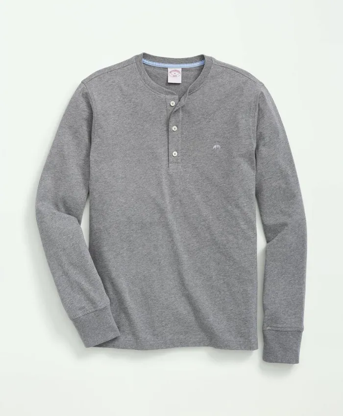 TShirts andamp Sweats Men Brooks Brothers Cotton Henley LongSleeve TShirt Grey