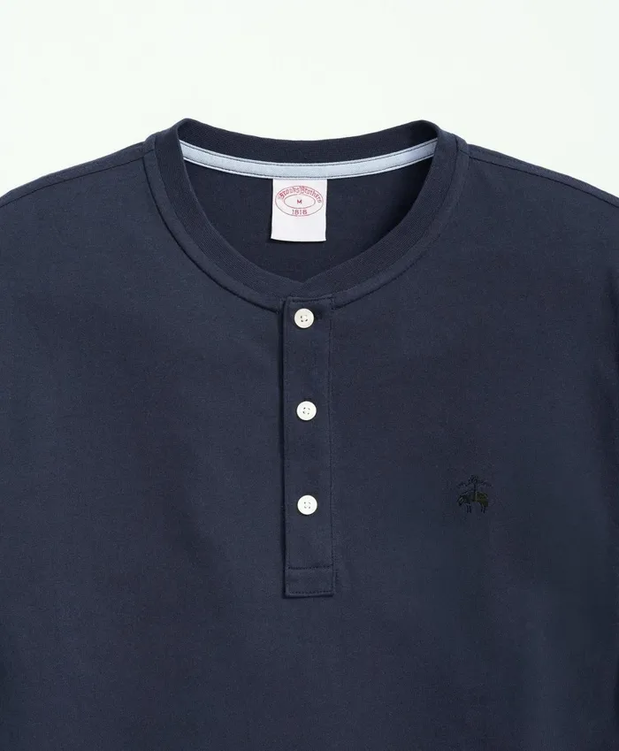 TShirts andamp Sweats Men Brooks Brothers Cotton Henley LongSleeve TShirt Navy