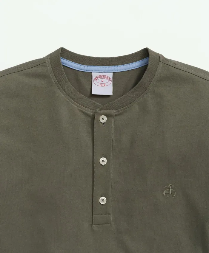 TShirts andamp Sweats Men Brooks Brothers Cotton Henley LongSleeve TShirt Olive