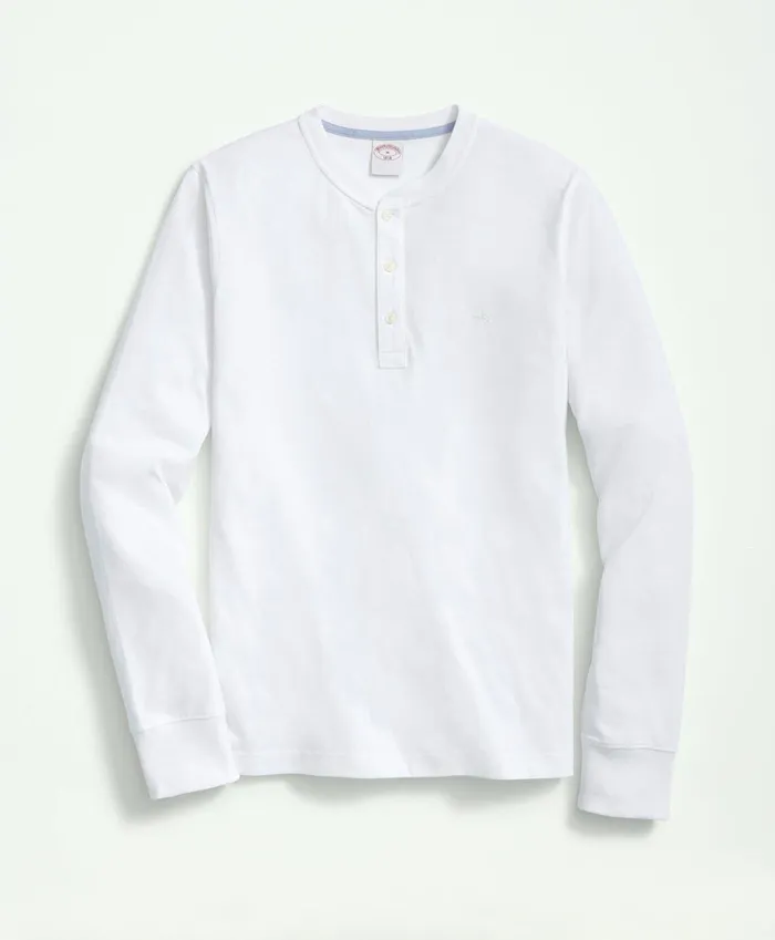 TShirts andamp Sweats Men Brooks Brothers Cotton Henley LongSleeve TShirt White
