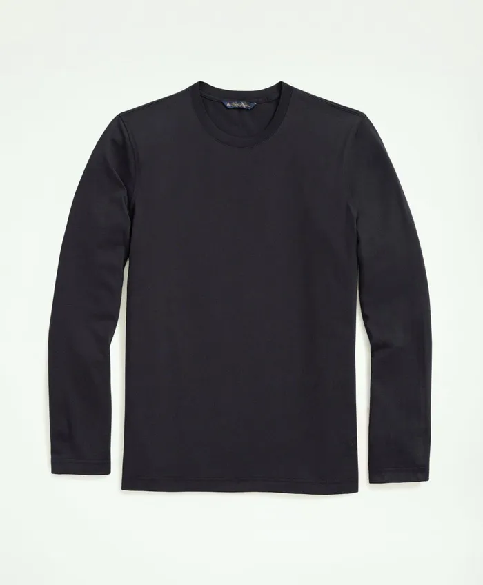 TShirts andamp Sweats Men Brooks Brothers Supima Cotton LongSleeve Logo TShirt Black