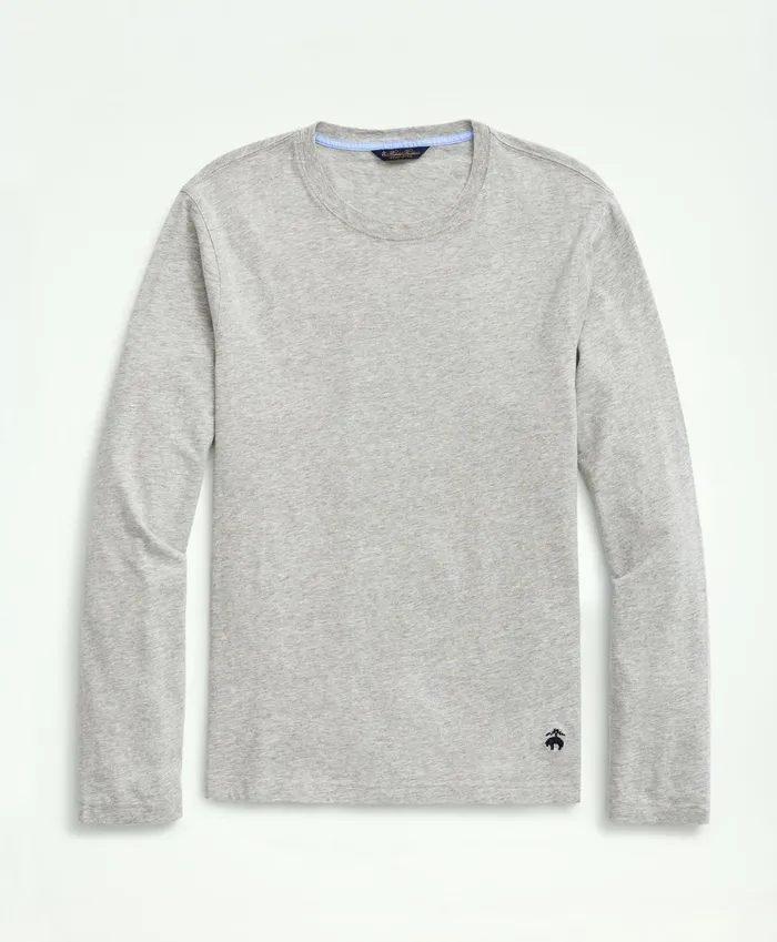 TShirts andamp Sweats Men Brooks Brothers Supima Cotton LongSleeve Logo TShirt Grey Heather
