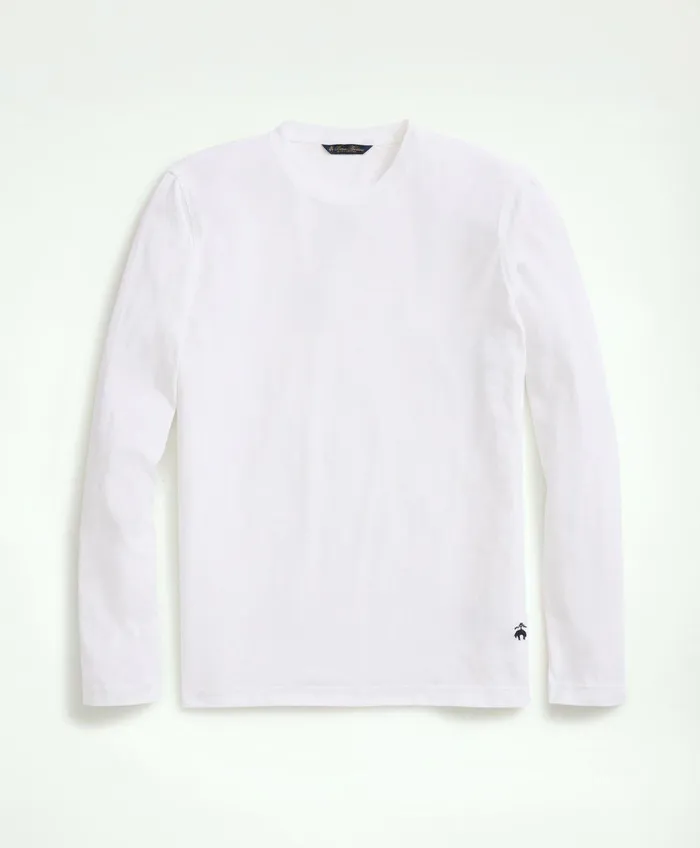 TShirts andamp Sweats Men Brooks Brothers Supima Cotton LongSleeve Logo TShirt White