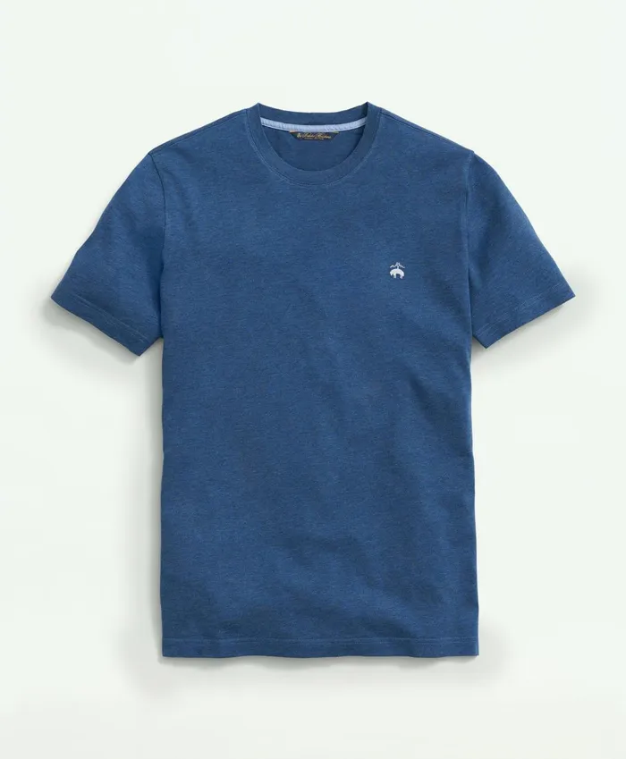 TShirts andamp Sweats Men Brooks Brothers Washed Supima Cotton Logo Crewneck TShirt Dark Denim Heather