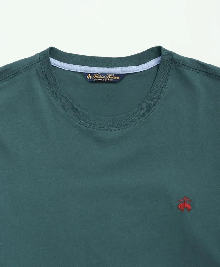 TShirts andamp Sweats Men Brooks Brothers Washed Supima Cotton Logo Crewneck TShirt Dark Green