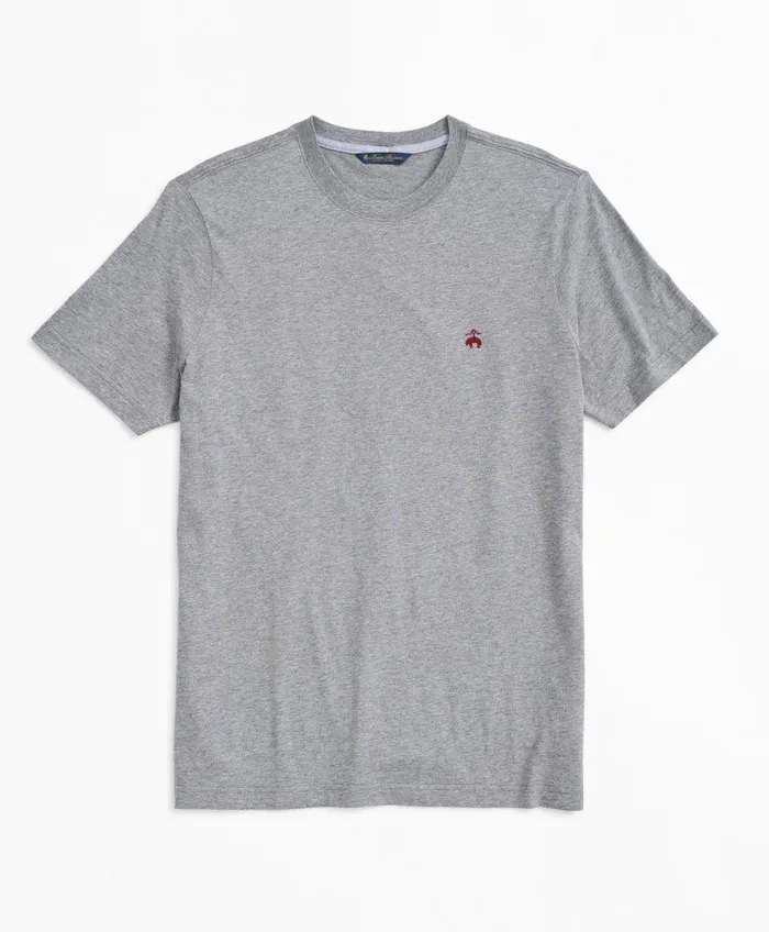 TShirts andamp Sweats Men Brooks Brothers Washed Supima Cotton Logo Crewneck TShirt Grey