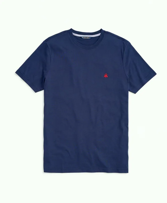 TShirts andamp Sweats Men Brooks Brothers Washed Supima Cotton Logo Crewneck TShirt Navy
