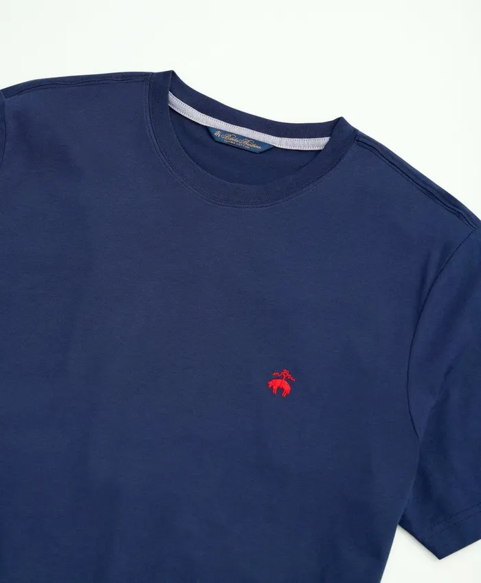 TShirts andamp Sweats Men Brooks Brothers Washed Supima Cotton Logo Crewneck TShirt Navy