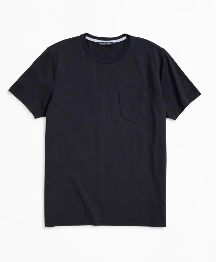 TShirts andamp Sweats Men Brooks Brothers Washed Supima Cotton Pocket Crewneck TShirt Black