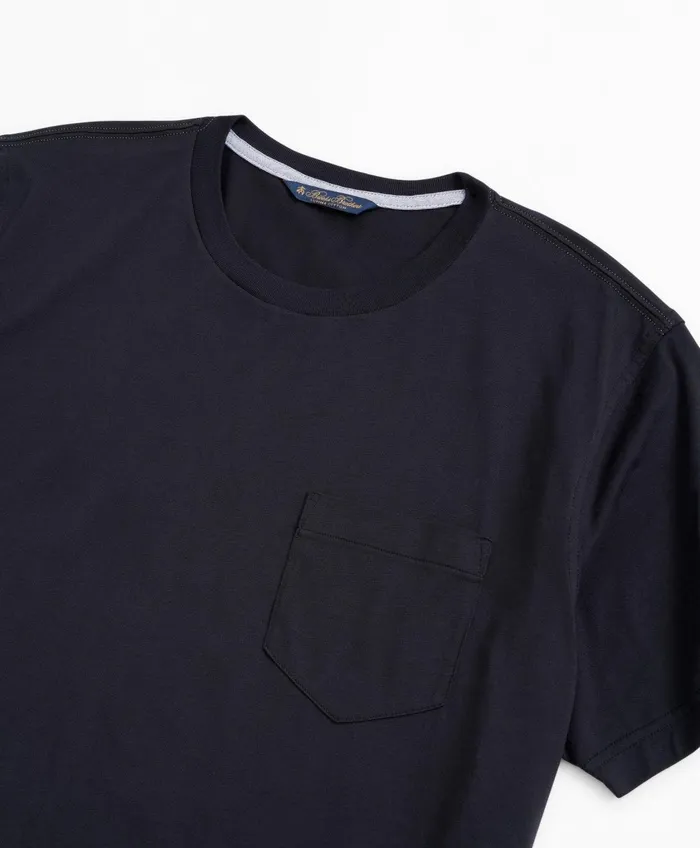 TShirts andamp Sweats Men Brooks Brothers Washed Supima Cotton Pocket Crewneck TShirt Black