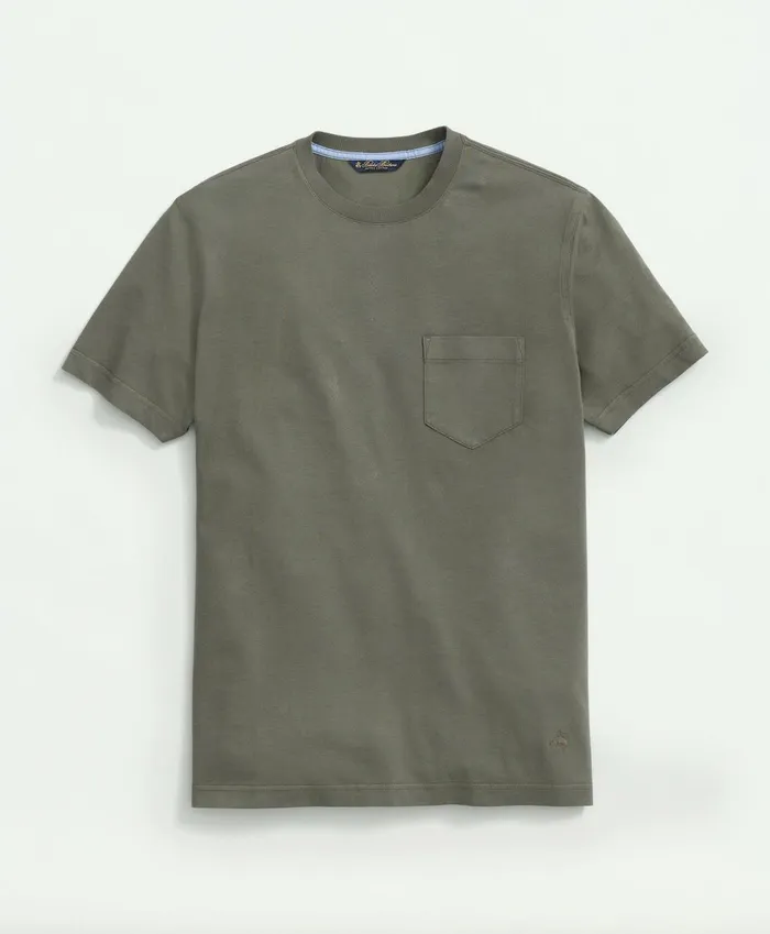 TShirts andamp Sweats Men Brooks Brothers Washed Supima Cotton Pocket Crewneck TShirt Medium Green