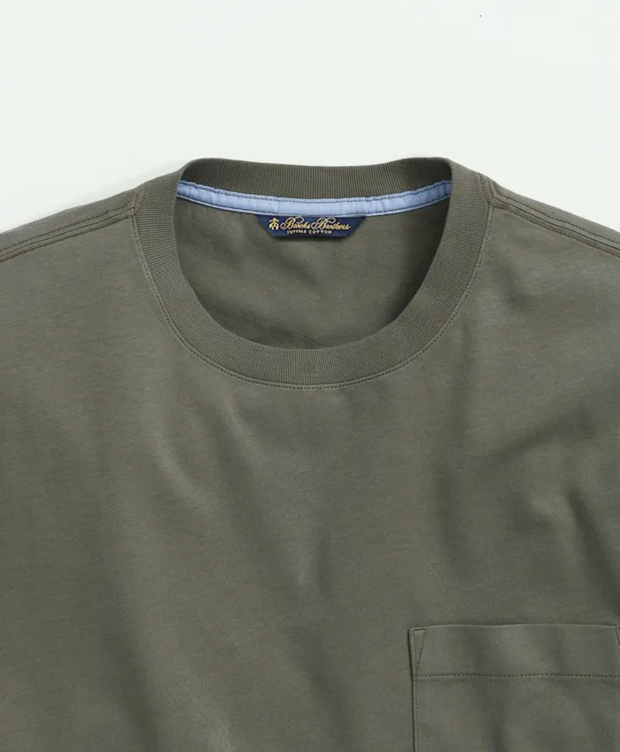TShirts andamp Sweats Men Brooks Brothers Washed Supima Cotton Pocket Crewneck TShirt Medium Green