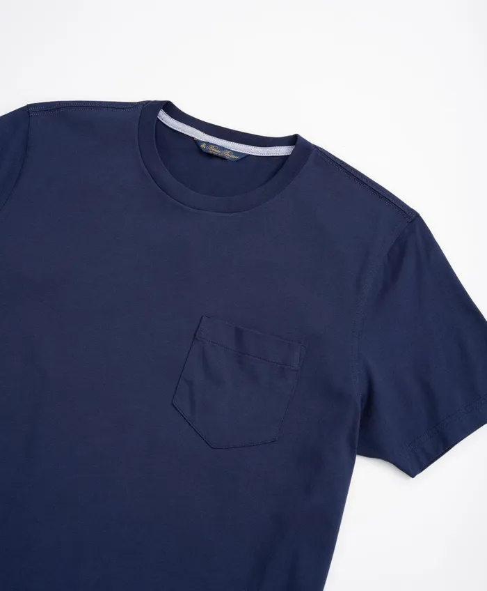 TShirts andamp Sweats Men Brooks Brothers Washed Supima Cotton Pocket Crewneck TShirt Navy