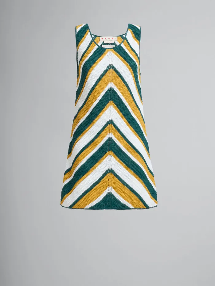 Teal And Yellow Crochet Dress With Chevron Pattern Women Marni Dresses
