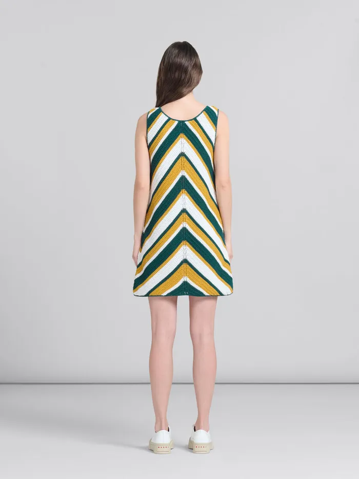 Teal And Yellow Crochet Dress With Chevron Pattern Women Marni Dresses
