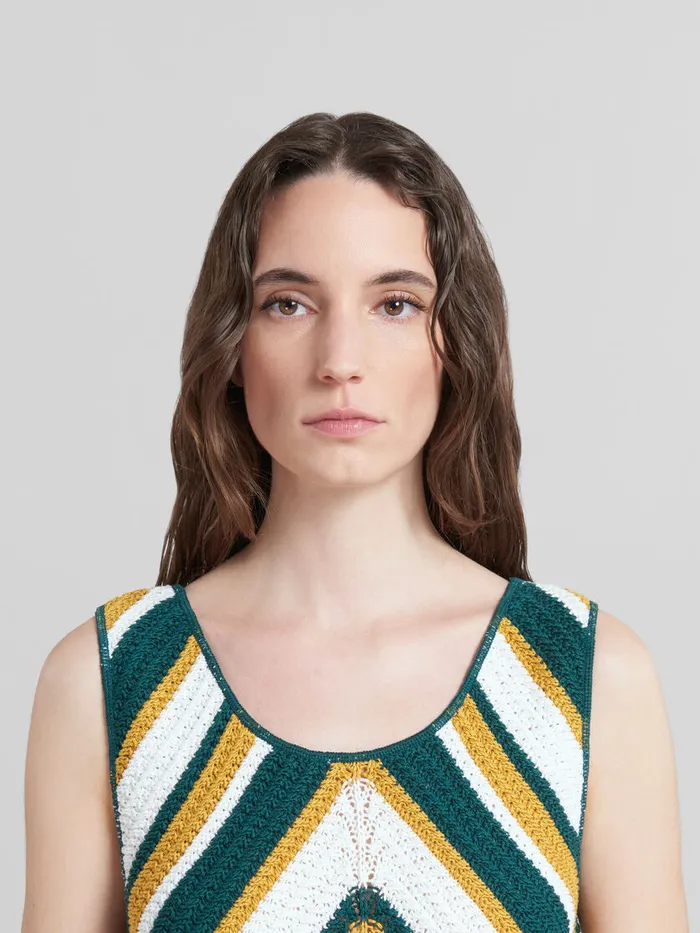 Teal And Yellow Crochet Dress With Chevron Pattern Women Marni Dresses