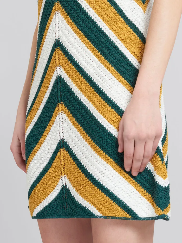 Teal And Yellow Crochet Dress With Chevron Pattern Women Marni Dresses