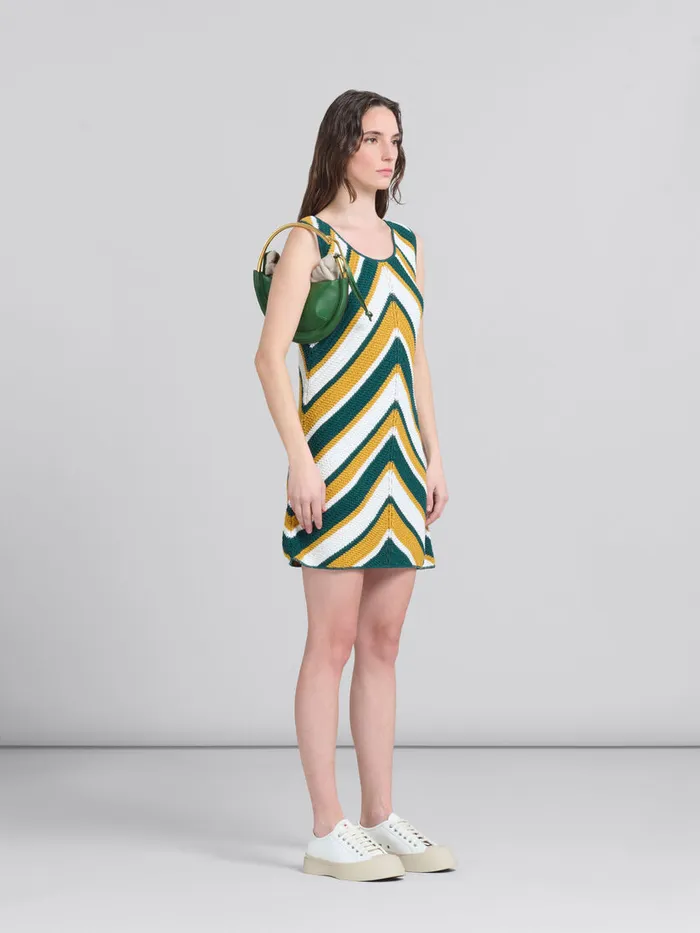 Teal And Yellow Crochet Dress With Chevron Pattern Women Marni Dresses