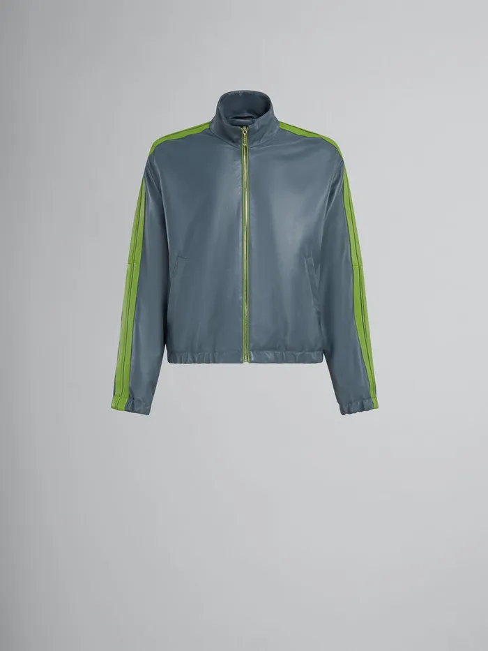 Teal Nappa Bomber With Contrast Stripes Men Marni Coats and Jackets